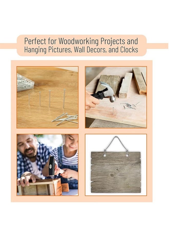 واي جيه عدة مسامير متنوعة، 200 قطعة، 4 مقاسات، فضية، مسامير صغيرة لتعليق الصور، مسامير تشطيب، مسامير حائط ذهبية للتعليق، مسامير دبوس، مسامير معدات، مسامير متنوعة، مسامير مجلفنة - Image 4